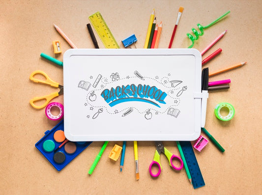 Free Back To School Arrangement With White Board Psd