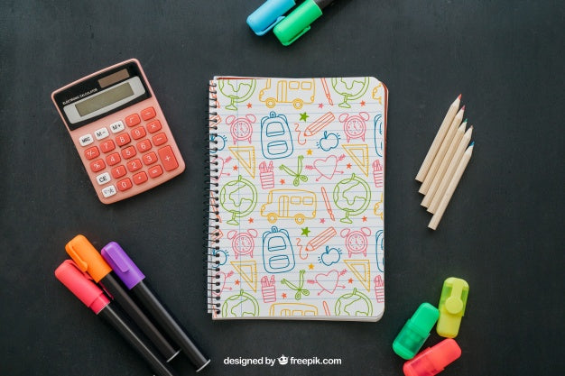 Free Back To School Mockup With Notebook Psd