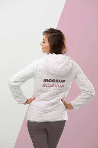 Free Back View Woman Wearing Jacket Psd