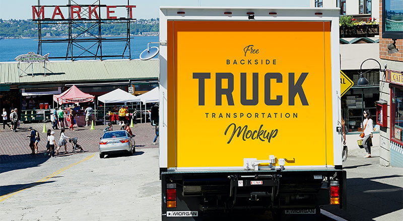 Free Backside Of Truck Transportation Mockup Psd