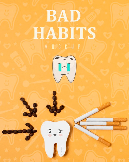 Free Bad Habits Toothache With Mock-Up Psd