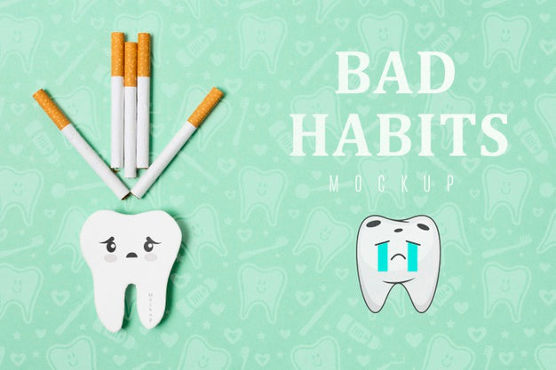 Free Bad Habits Toothache With Mock-Up Psd