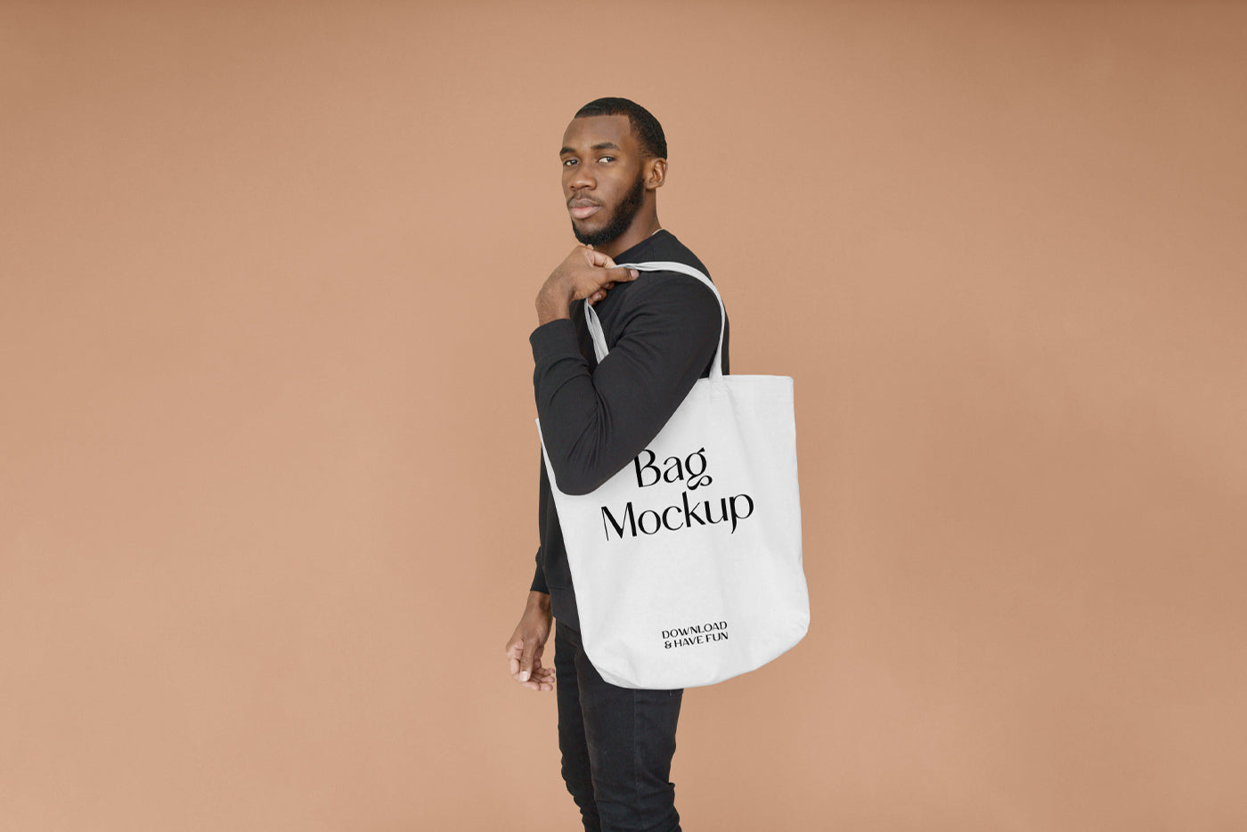 Free Bag With Men Mockup