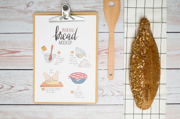 Free Bakery Recipe On Clipboard On Desk Psd