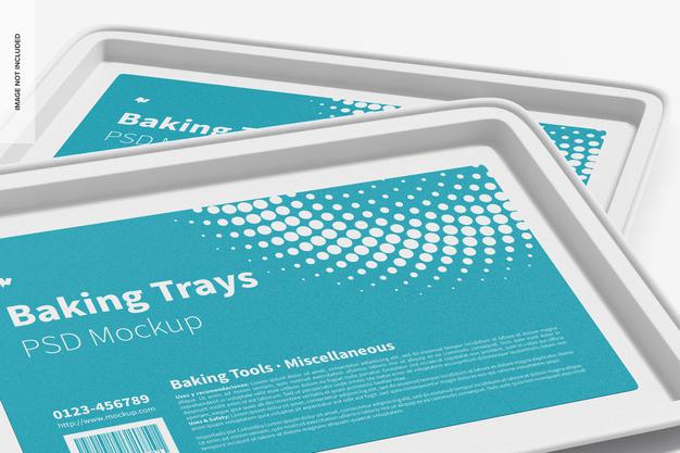 Free Baking Trays Mockup, Close Up Psd