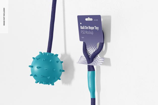 Free Ball On Rope Toy Blister Mockup, Hanging On Wall Psd