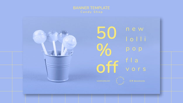 Free Banner Design For Candy Shop Template Psd