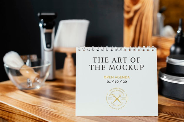 Free Barber Shop Stationery Mock-Up Assortment Psd