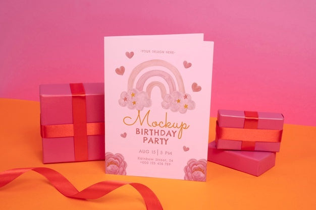 Free Beautiful Birthday Invitation Mockup Psd