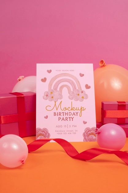 Free Beautiful Birthday Invitation Mockup Psd