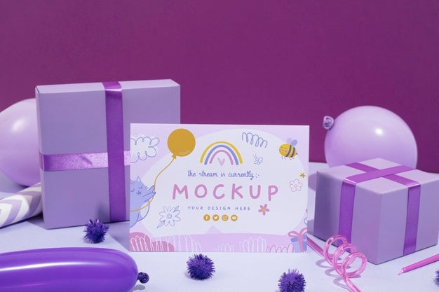 Free Beautiful Birthday Invitation Mockup With Gify Boxes Psd