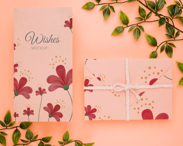 Free Beautiful Floral Invitation Concept Mock-Up Psd