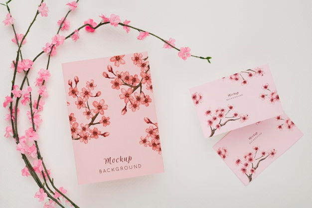 Free Beautiful Floral Invitation Concept Mock-Up Psd