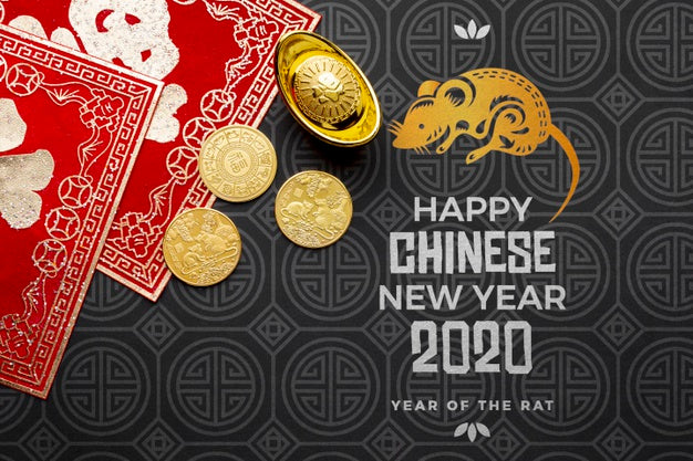 Free Beautiful Happy Chinese New Year Mock-Up Psd