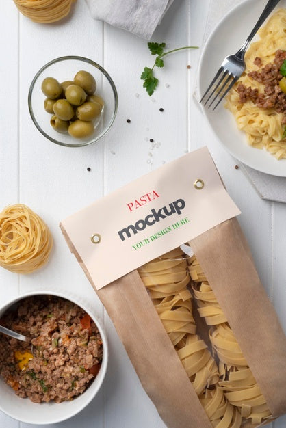 Free Beautiful Pasta Packaging Mockup Psd