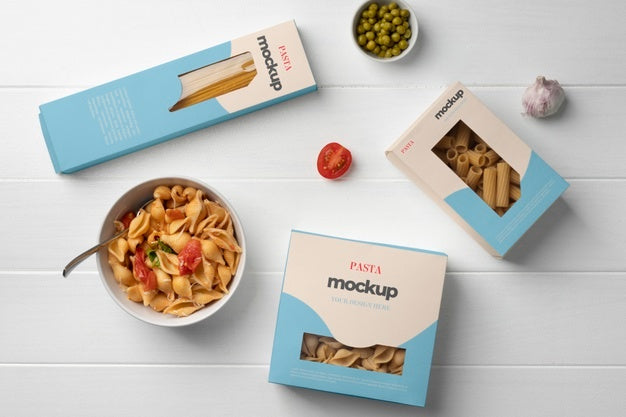 Free Beautiful Pasta Packaging Mockup Psd