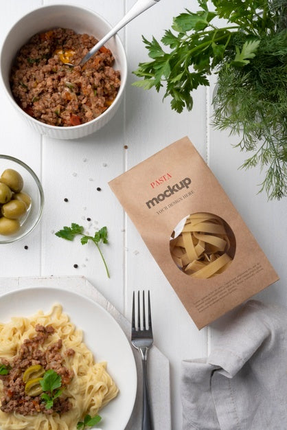 Free Beautiful Pasta Packaging Mockup Psd