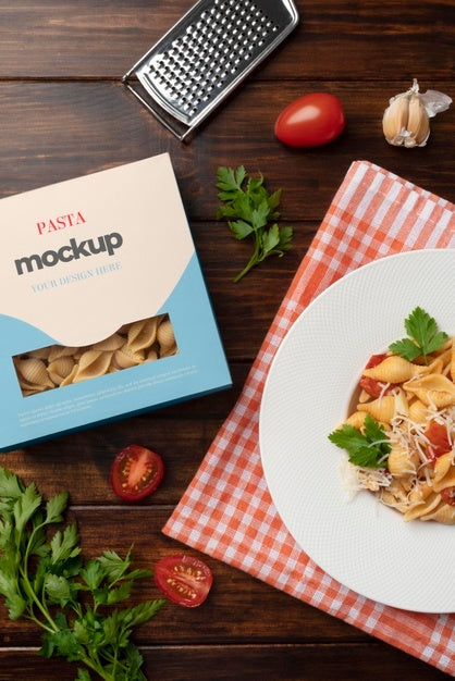 Free Beautiful Pasta Packaging Mockup Psd