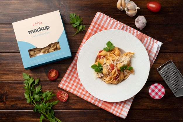 Free Beautiful Pasta Packaging Mockup Psd