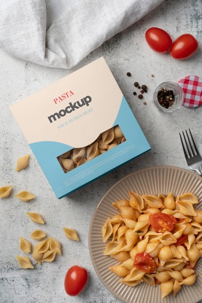 Free Beautiful Pasta Packaging Mockup Psd