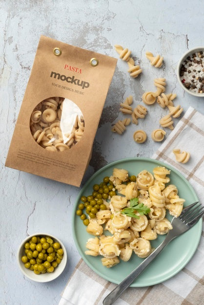 Free Beautiful Pasta Packaging Mockup Psd