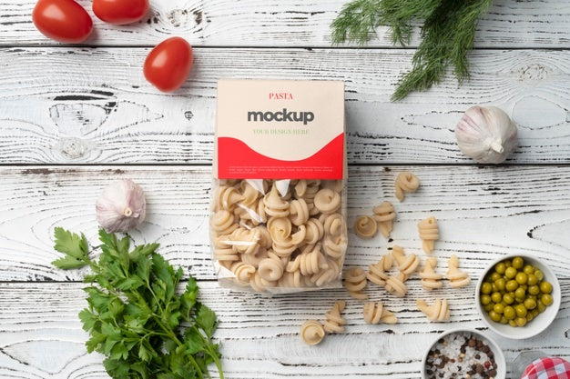 Free Beautiful Pasta Packaging Mockup Psd