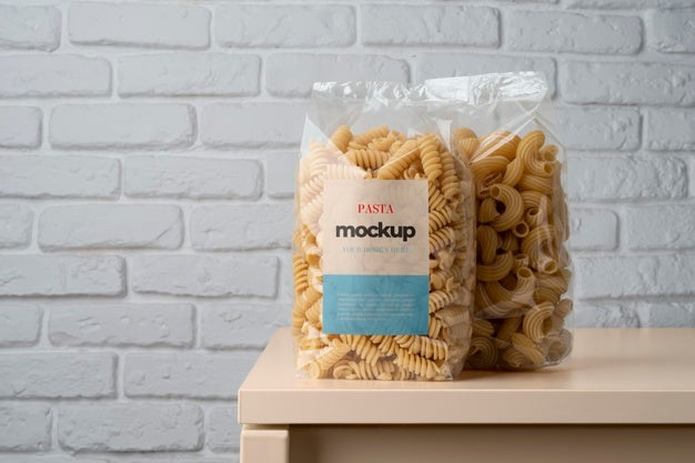 Free Beautiful Pasta Packaging Mockup Psd