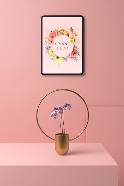 Free Beautiful Spring Deco Concept Mock-Up Psd