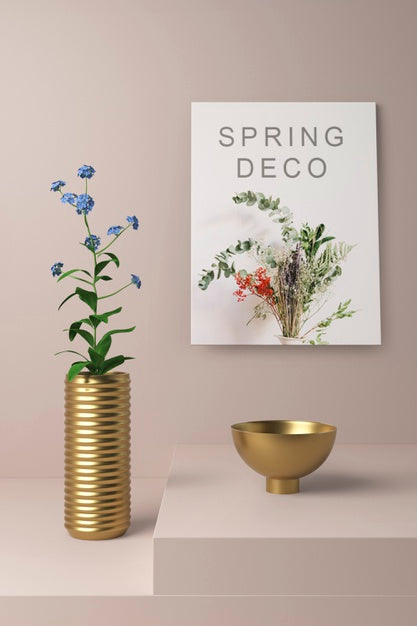 Free Beautiful Spring Deco Concept Mock-Up Psd