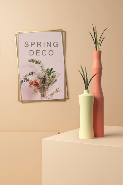 Free Beautiful Spring Deco Concept Mock-Up Psd