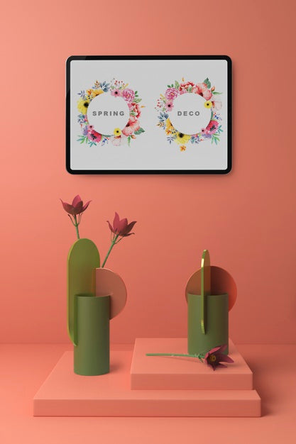 Free Beautiful Spring Deco Concept Mock-Up Psd