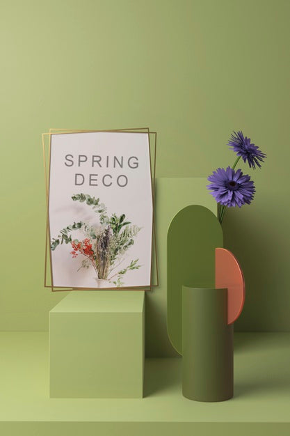 Free Beautiful Spring Deco Concept Mock-Up Psd