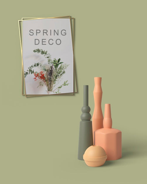 Free Beautiful Spring Deco Concept Mock-Up Psd