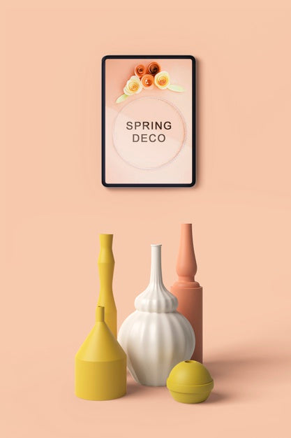 Free Beautiful Spring Deco Concept Mock-Up Psd