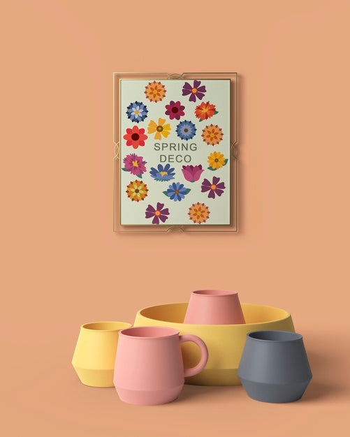 Free Beautiful Spring Deco Concept Mock-Up Psd