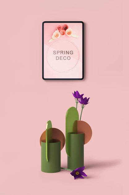 Free Beautiful Spring Deco Concept Mock-Up Psd