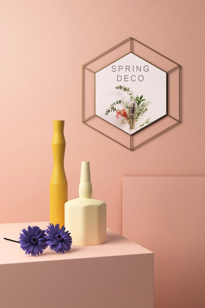 Free Beautiful Spring Deco Concept Mock-Up Psd