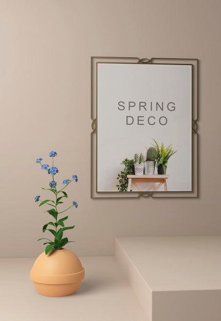 Free Beautiful Spring Deco Concept Mock-Up Psd