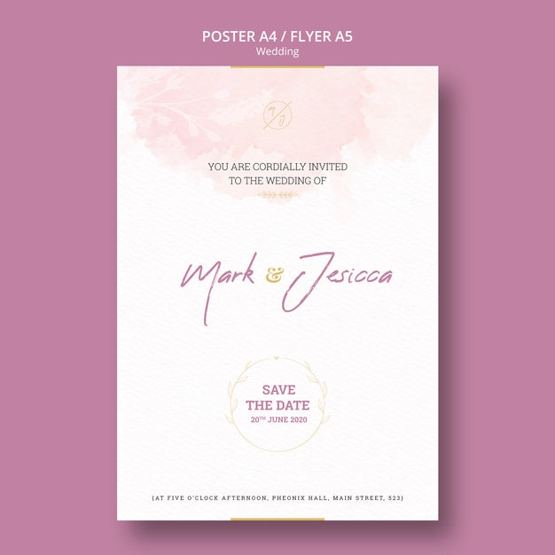 Free Beautiful Wedding Flyer Mock-Up Psd