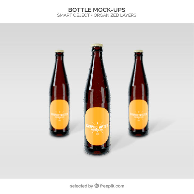 Free Beer Bottle Mockup Psd