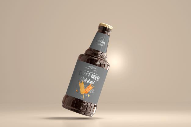 Free Beer Bottle Mockup Psd