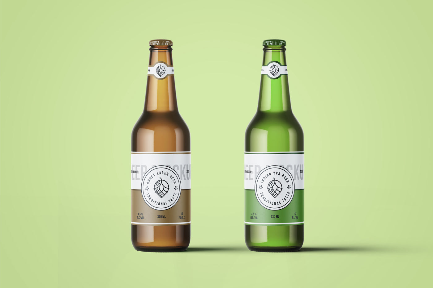 Free Beer Bottles Mockup