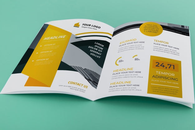 Free Bifold Brochure Concept Mock-Up Psd