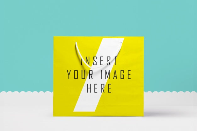 Free Big Yellow Paper Bag Mock Up Psd