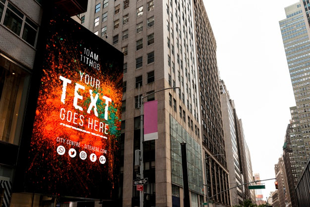 Free Billboard Mock-Up In City Psd