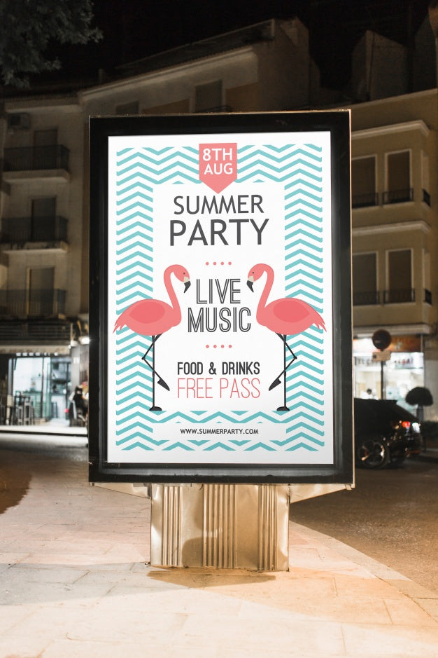 Free Billboard Mockup In City At Night Psd