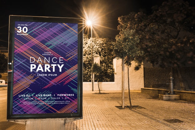 Free Billboard Mockup In City At Night Psd