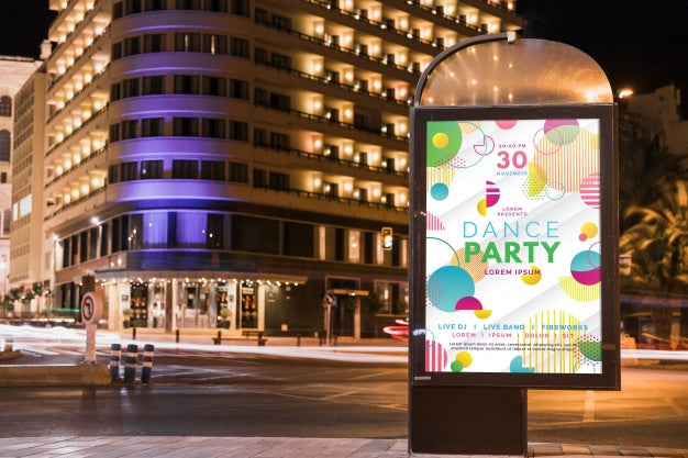 Free Billboard Mockup In City At Night Psd