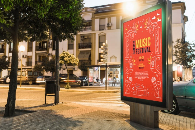 Free Billboard Mockup In Urban Landscape Psd