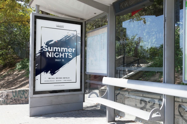 Free Billboard Mockup On Bus Stop Psd